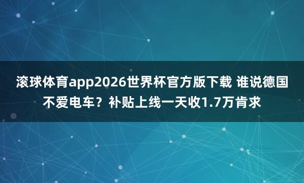 滚球体育app2026世界杯官方版下载 谁说德国不爱电车？补贴上线一天收1.7万肯求