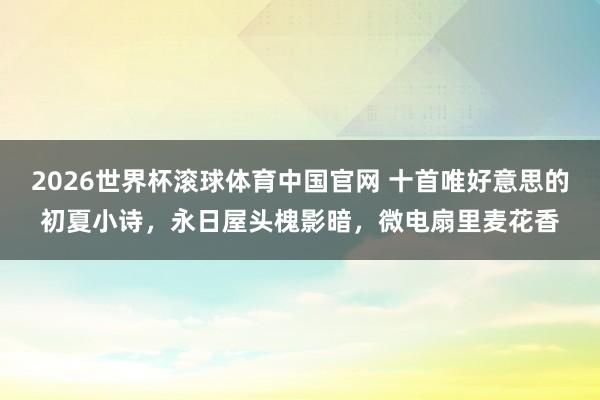 2026世界杯滚球体育中国官网 十首唯好意思的初夏小诗，永日屋头槐影暗，微电扇里麦花香