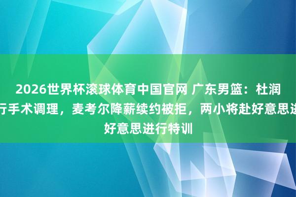 2026世界杯滚球体育中国官网 广东男篮：杜润旺将进行手术调理，麦考尔降薪续约被拒，两小将赴好意思进行特训