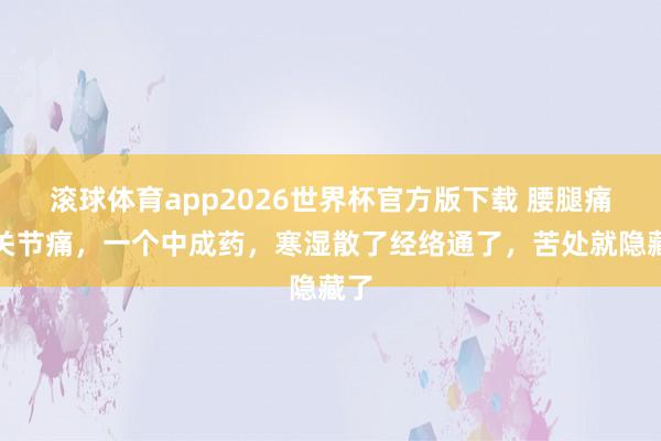 滚球体育app2026世界杯官方版下载 腰腿痛、关节痛，一个中成药，寒湿散了经络通了，苦处就隐藏了