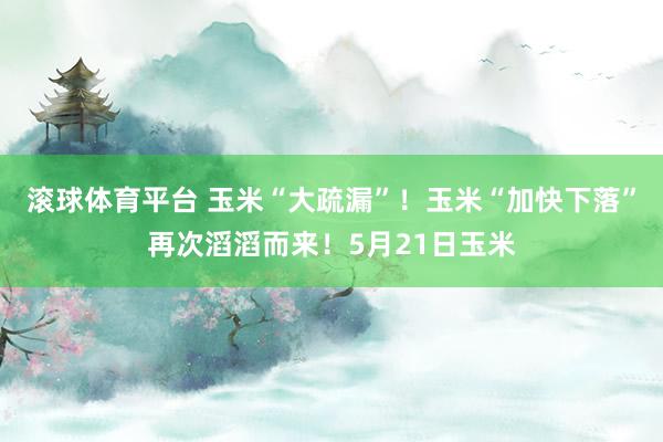 滚球体育平台 玉米“大疏漏”！玉米“加快下落”再次滔滔而来！5月21日玉米