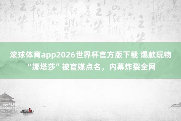滚球体育app2026世界杯官方版下载 爆款玩物“娜塔莎”被官媒点名，内幕炸裂全网