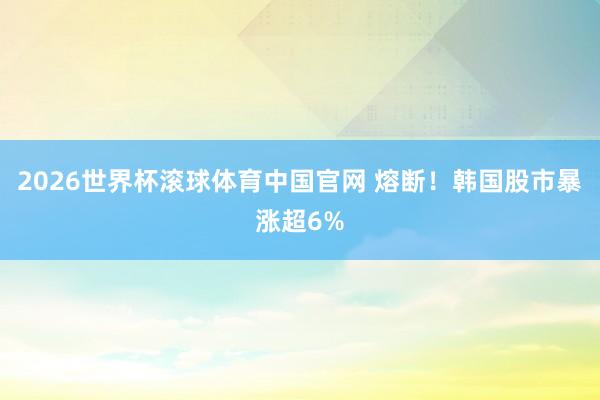 2026世界杯滚球体育中国官网 熔断！韩国股市暴涨超6%