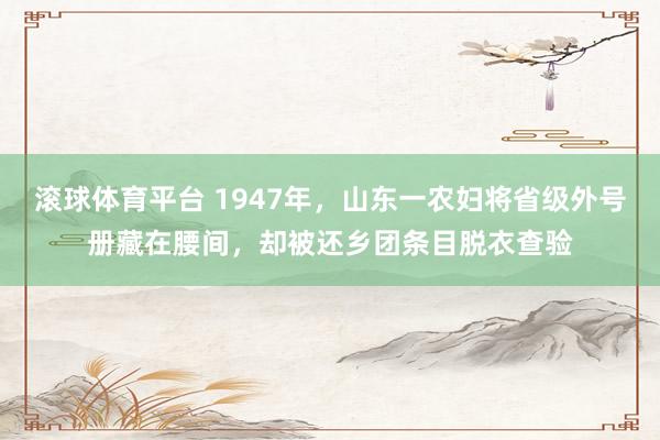 滚球体育平台 1947年，山东一农妇将省级外号册藏在腰间，却被还乡团条目脱衣查验