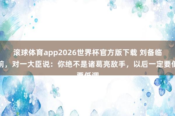 滚球体育app2026世界杯官方版下载 刘备临死前，对一大臣说：你绝不是诸葛亮敌手，以后一定要低调