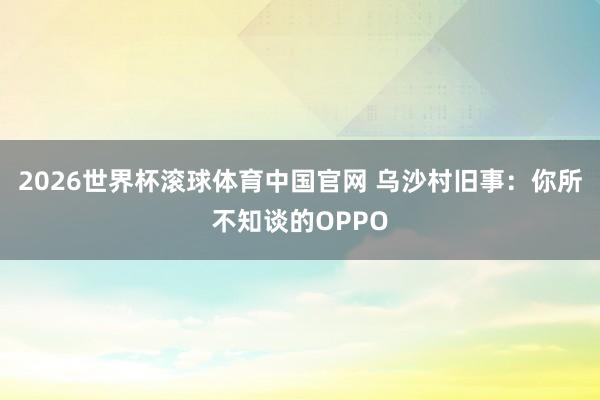 2026世界杯滚球体育中国官网 乌沙村旧事：你所不知谈的OPPO