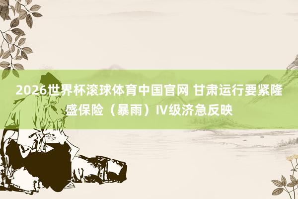 2026世界杯滚球体育中国官网 甘肃运行要紧隆盛保险（暴雨）Ⅳ级济急反映