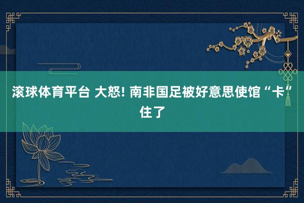 滚球体育平台 大怒! 南非国足被好意思使馆“卡”住了