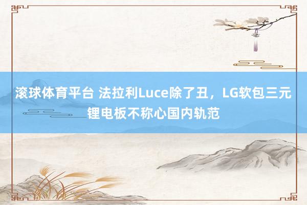 滚球体育平台 法拉利Luce除了丑，LG软包三元锂电板不称心国内轨范