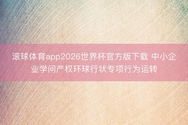 滚球体育app2026世界杯官方版下载 中小企业学问产权环球行状专项行为运转