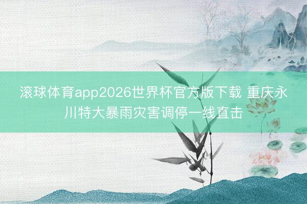 滚球体育app2026世界杯官方版下载 重庆永川特大暴雨灾害调停一线直击