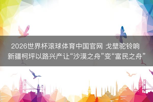 2026世界杯滚球体育中国官网 戈壁驼铃响 新疆柯坪以路兴产让“沙漠之舟”变“富民之舟”