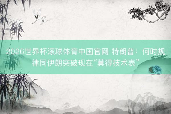 2026世界杯滚球体育中国官网 特朗普：何时规律同伊朗突破现在“莫得技术表”