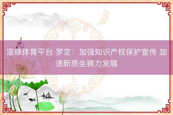 滚球体育平台 罗定：加强知识产权保护宣传 加速新质坐褥力发展