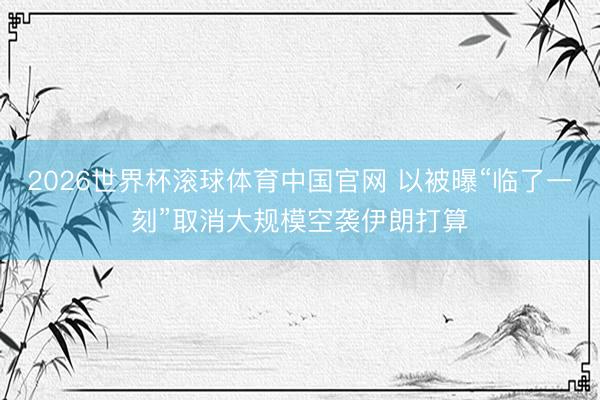 2026世界杯滚球体育中国官网 以被曝“临了一刻”取消大规模空袭伊朗打算